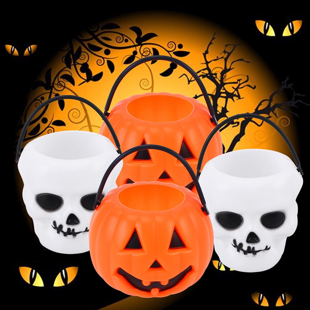 Buy 12pcs Halloween Candy Bucket Trick Or Treat Portable Skull Head Candy Bucket Pail for