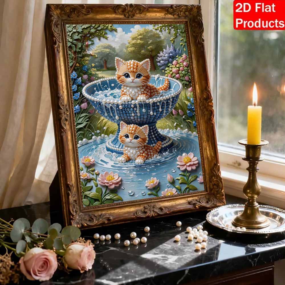 Unique DIY Pearl Gem Painting Kit 30x40cm Kitten Frameless Art Perfect Handmade Gift for Adults Home Wall Decor for Any Occasion