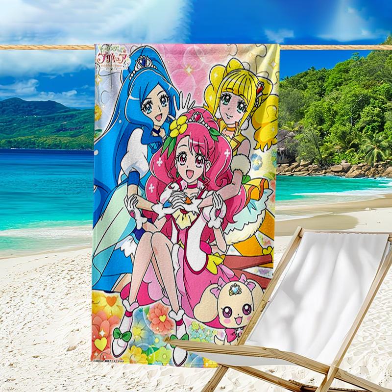 1pc Pretty Cure2 Beach Towel, Beach and Seaside Swimming Pool Equipment, Fashion Pattern, Rectangular, Travel Essentials