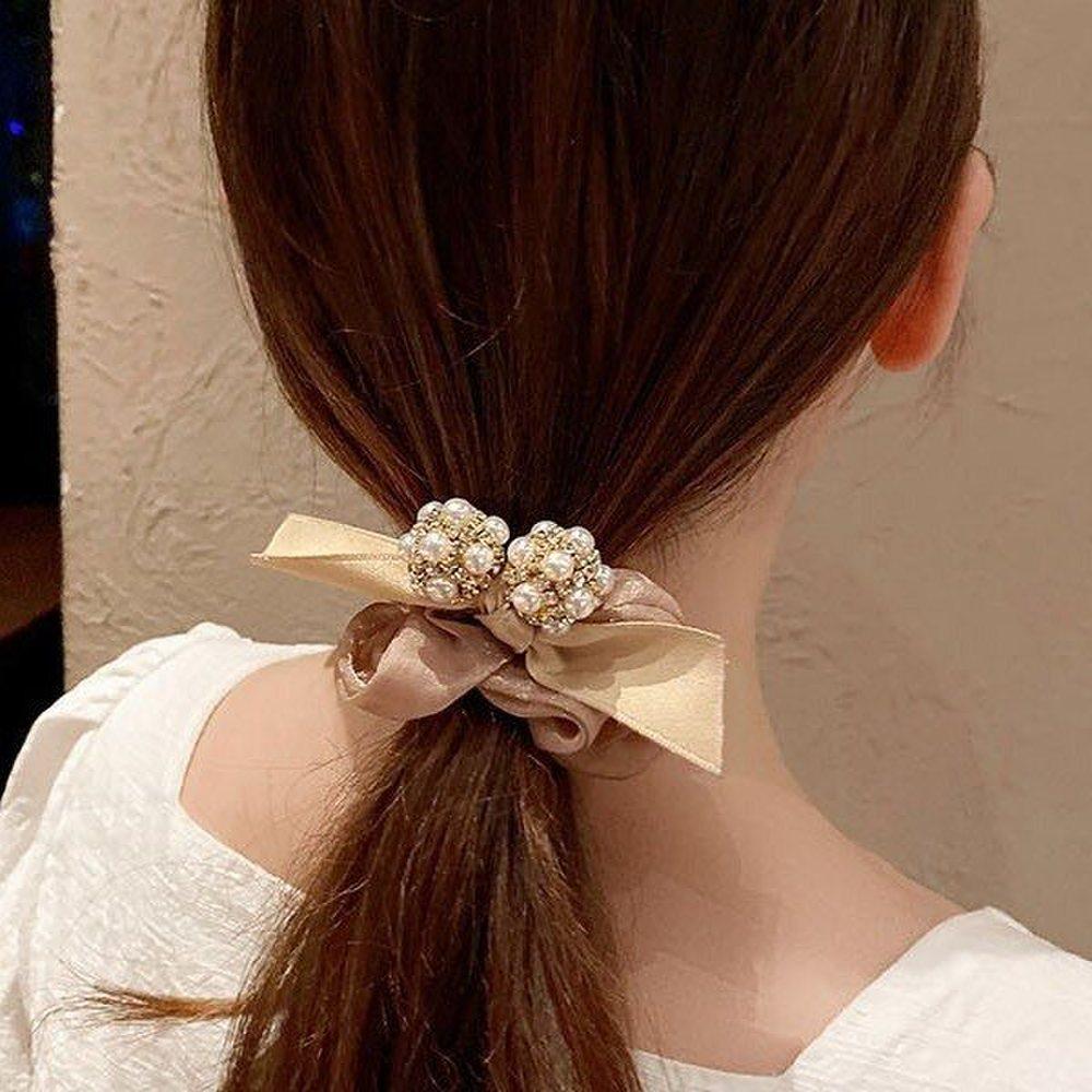Mno Chiffon Hair Band Pearl Ball Hair Band Hair Accessory 2 Colors