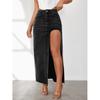 Women Long Denim Skirts Solid Color Midi Skirt Ladies Jeans Faldas Para Mujeres