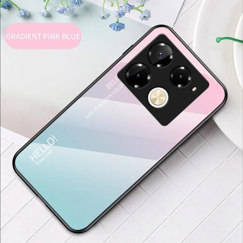 

Защитный чехол из закаленного стекла с градиентом для Infinix Note 40 Pro 30 Infinix Hot 40 Pro 40i 30i 20s 20i Smart 8 7, глянцевый чехол Infinix Note 40 Pro 4G розовый/синий