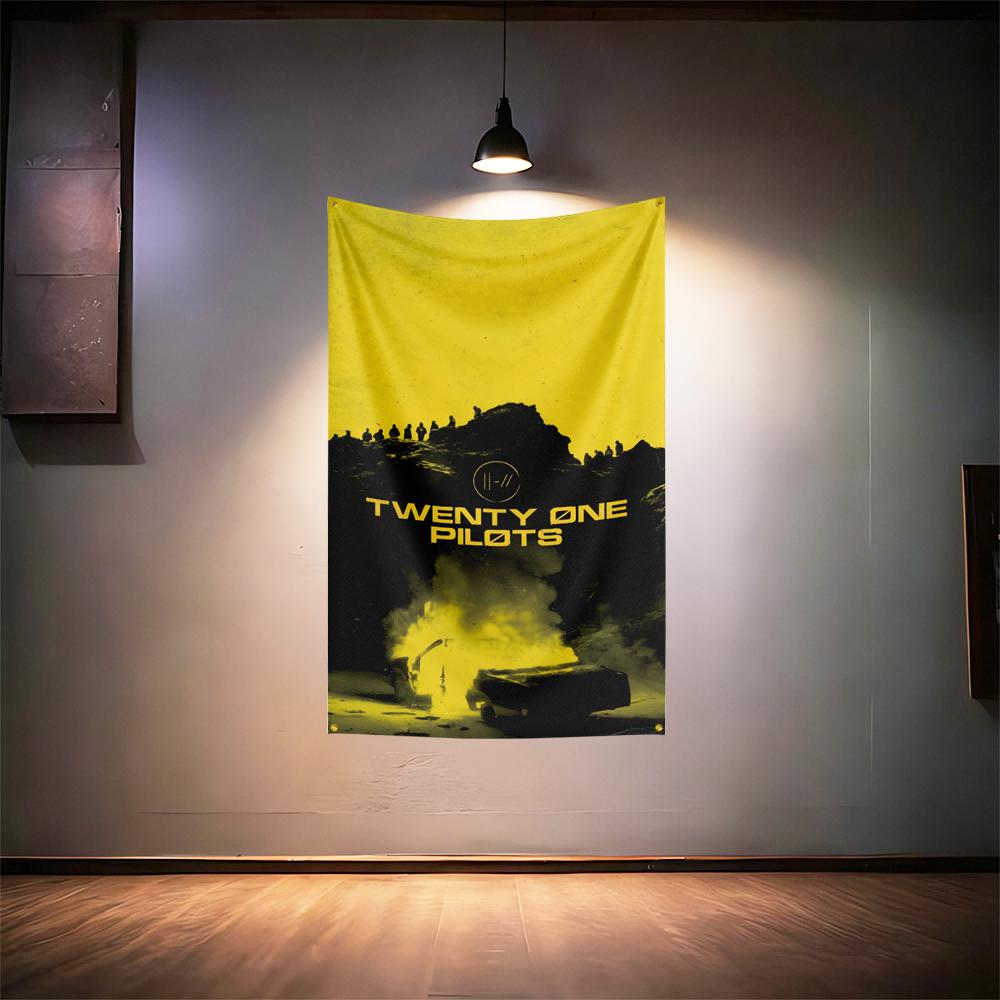 Rock Music Flag 3x5ft For Twenty One Pilots Fans Banner Hd Print Brass Grommet Garage Bedroom Living Room Dorm Wall Decor Tapest