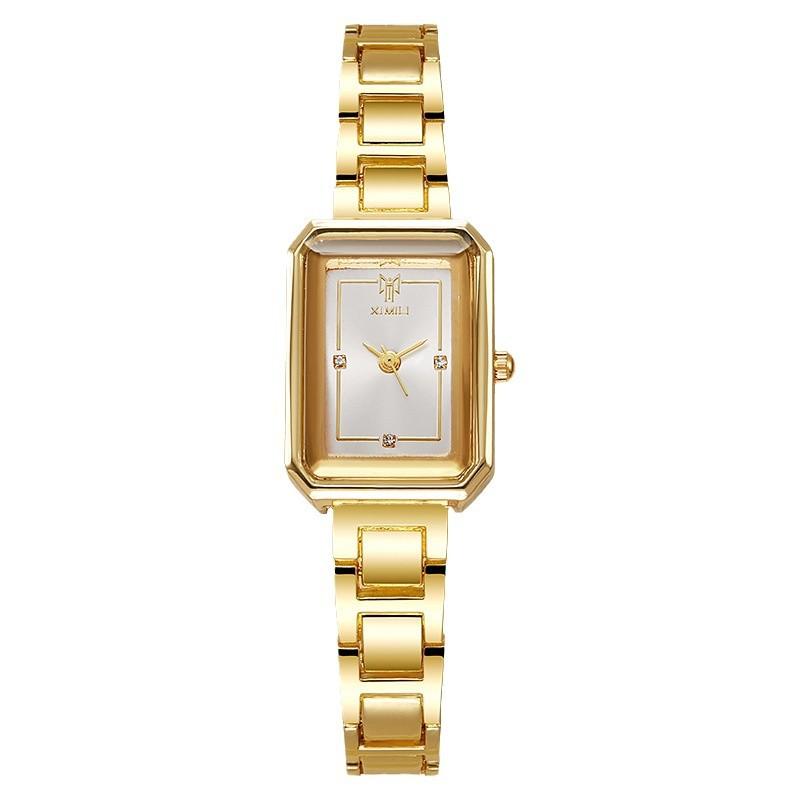 Rectangle Rhinestone Women'S Steel Belt Watch Simple Versatile Square Women'S Watch Quartz Watch