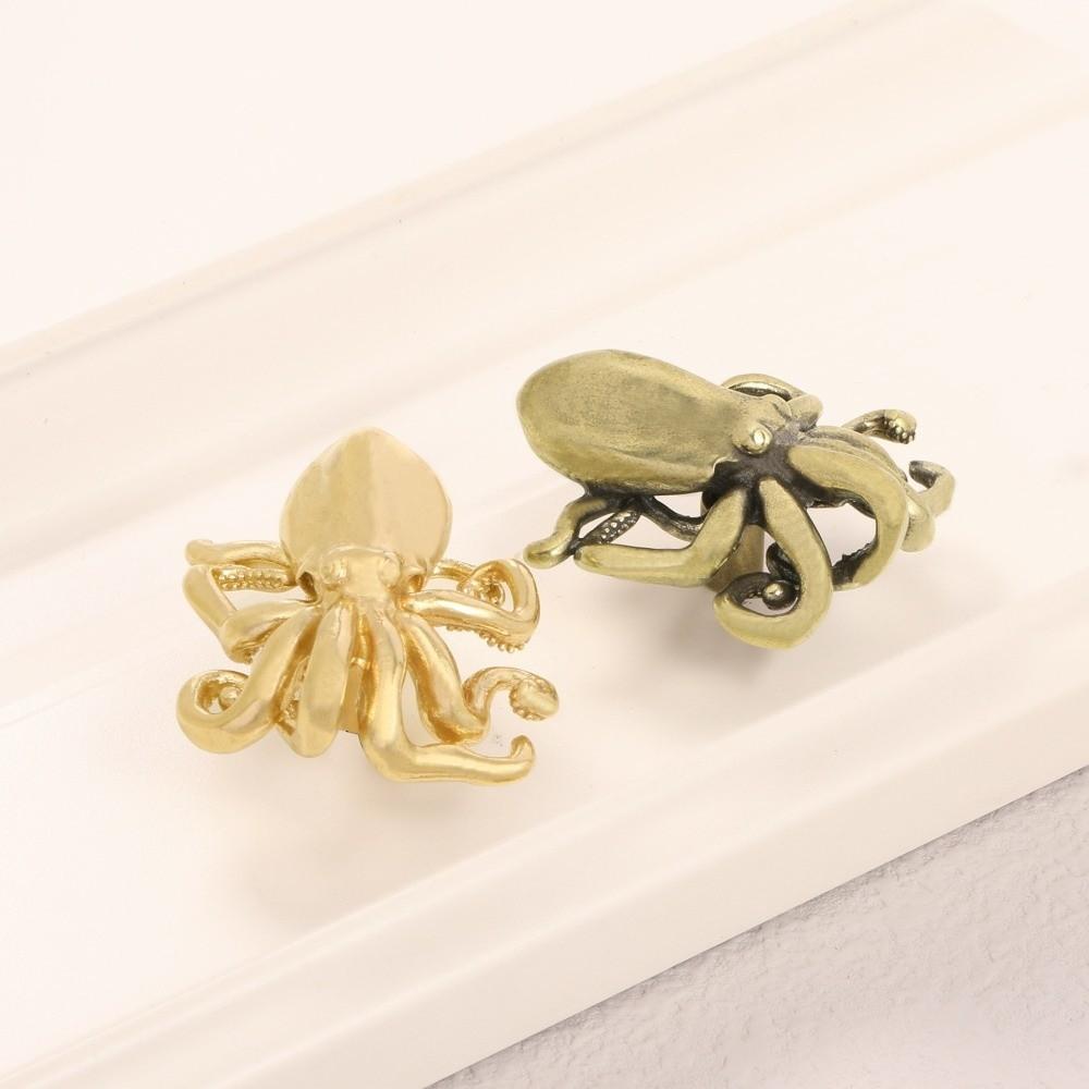 Furniture Hardware Cabinet Door Knobs Retro Wardrobe Drawer Pulls Octopus Brass Handle  Dresser