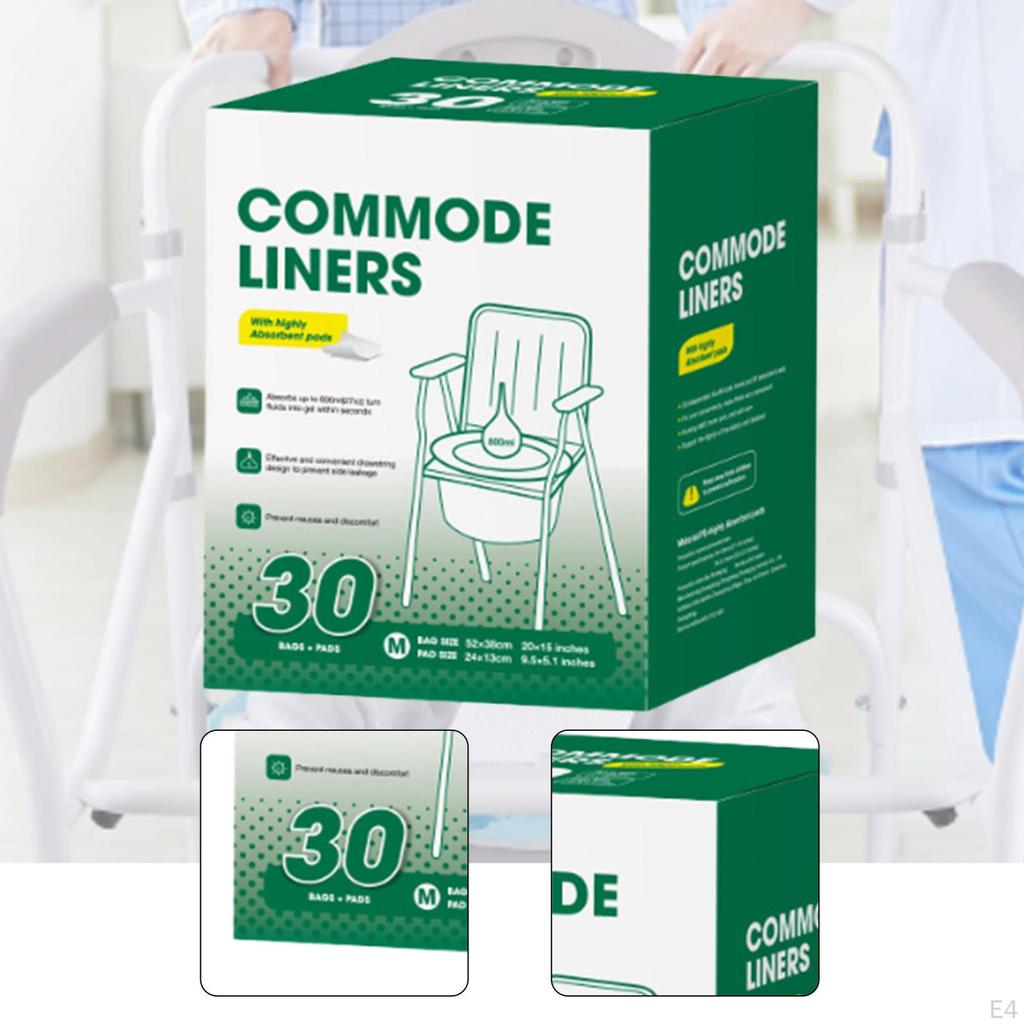 30x Commode Liners Camping Toilet Bucket for Potty Chair Men Women