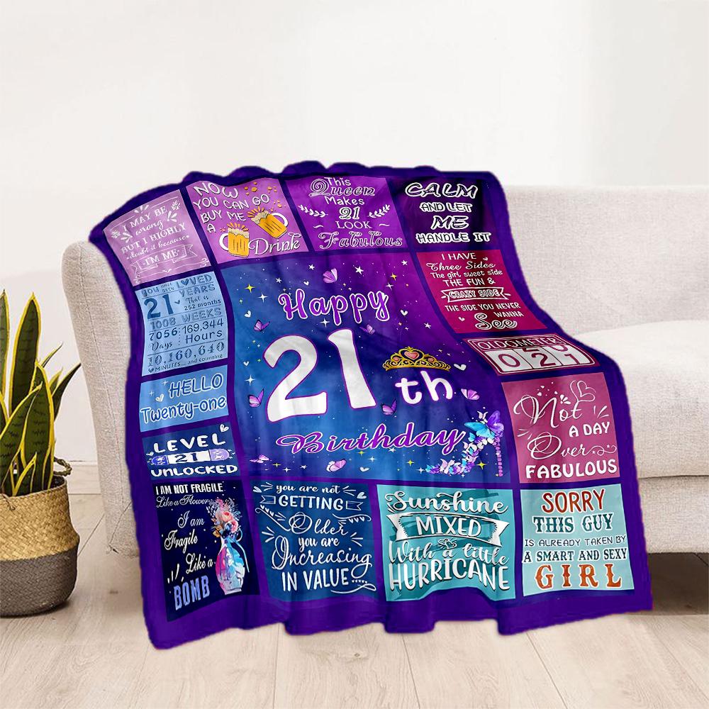 1pc 21th Birthday Celebration Blanket Soft and Warm for Sofa Office Camping Travel Livingroom Great Gift for Friends and Family Comfortable