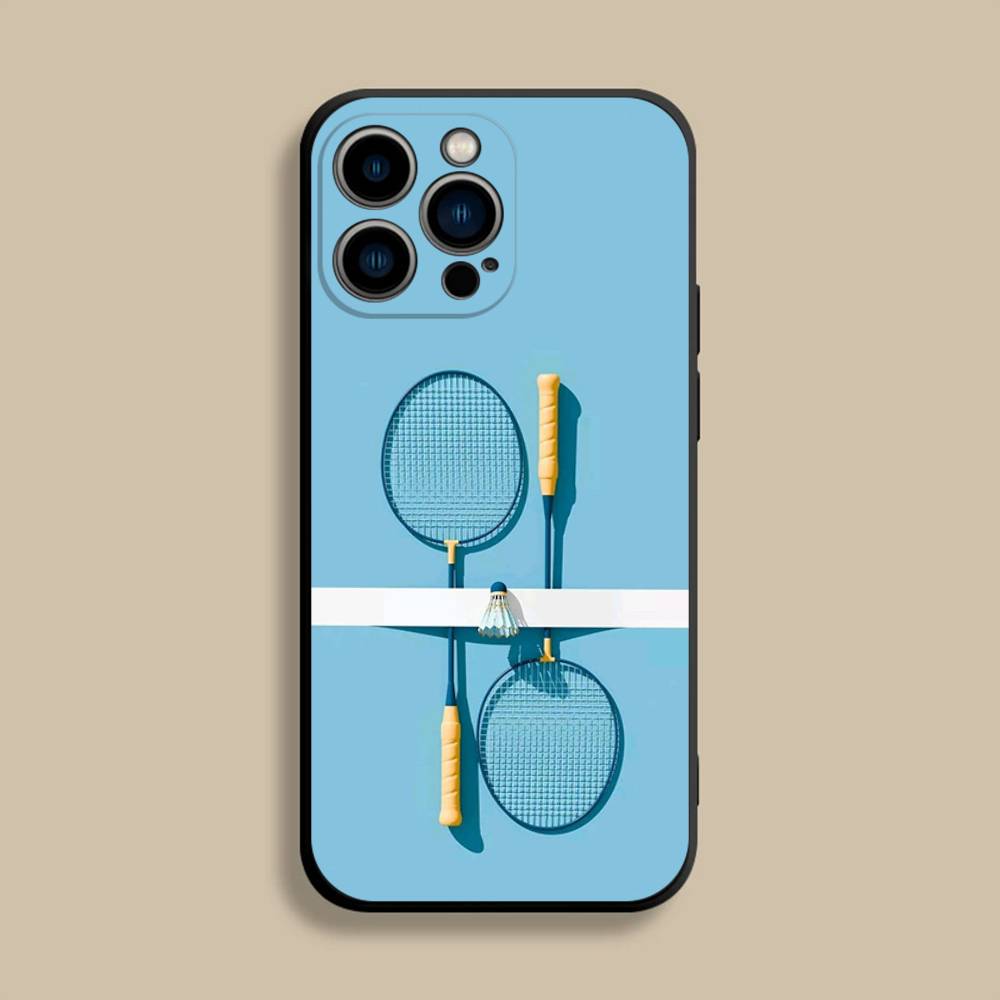 Sport Badminton Cool Phone Case For iPhone 17,16,15,14,13,12,Pro,Max,Plus,E,SE4,Air,Mini Black Soft Cover