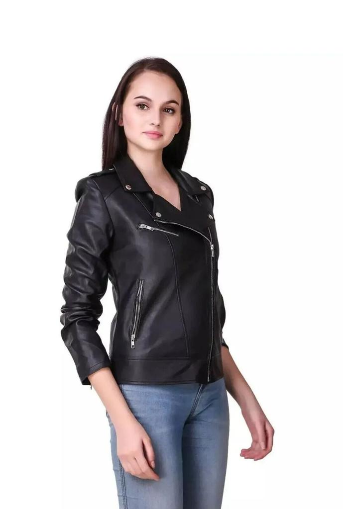 Jacket Stylish Black Biker Motorcycle Handmade Women's Genuine Lambskin Leather
