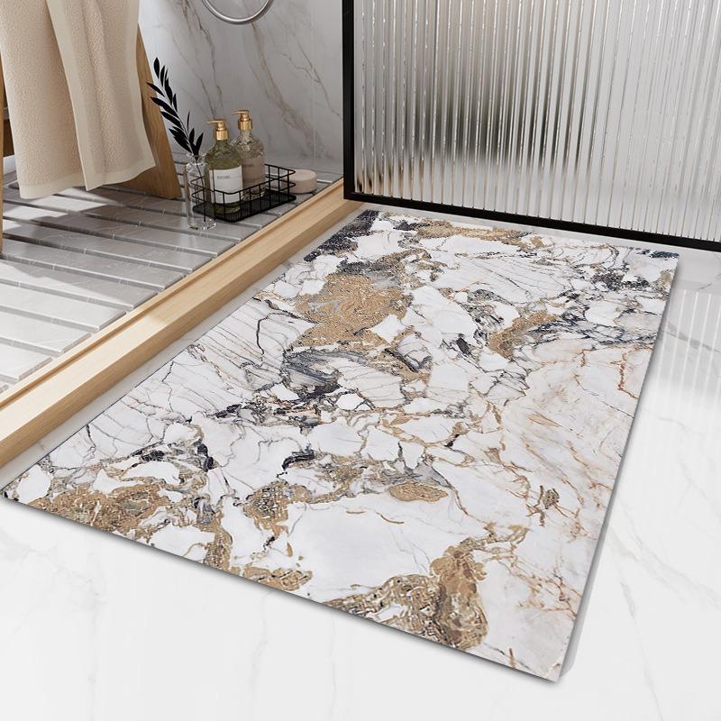 Modern Minimalist Marble Print Floor Mats for Bathrooms Kitchens and Bathrooms Mat  That Absorb Water Dry Quickly and Non-slip