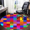 1pc Colorful Checkered Pattern Chair Carpet for Office, Round Polyester Mat, Indoor Decor for Office, Easycare Fabric, Washable Non-slip Area Carpet