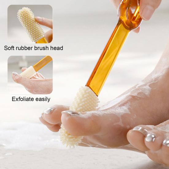 Bath Scrub Brush with Extended Anti-Slip Handle Double-Sided Back Rub Exfoliation Back Scrubber