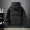 Men's White Duck Down Hooded Winter Jacket - Couples' Style, Windproof, Warm, Thickened, Short Length