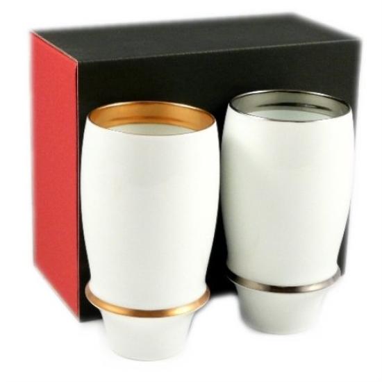 

Arita Ware Takumi no Kura Mutsumine Angel Ring Platinum Pair of Premium Beer Glasses 24441 (Gold Rim, Rim) золотой