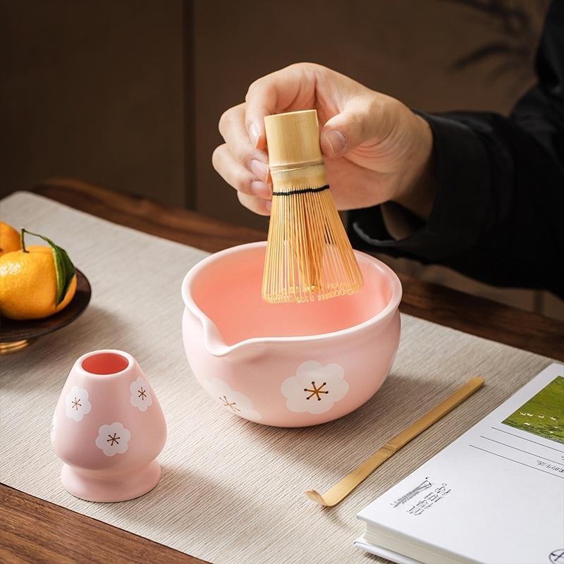 1/2 szt. Ceramiczna Miseczka do Matchy, Japoński Styl Sakura Miseczka do Matchy Artystyczna Ceramiczna Miseczka do Ceremonii Herbacianej Miska na Sałatkę Do Matchy