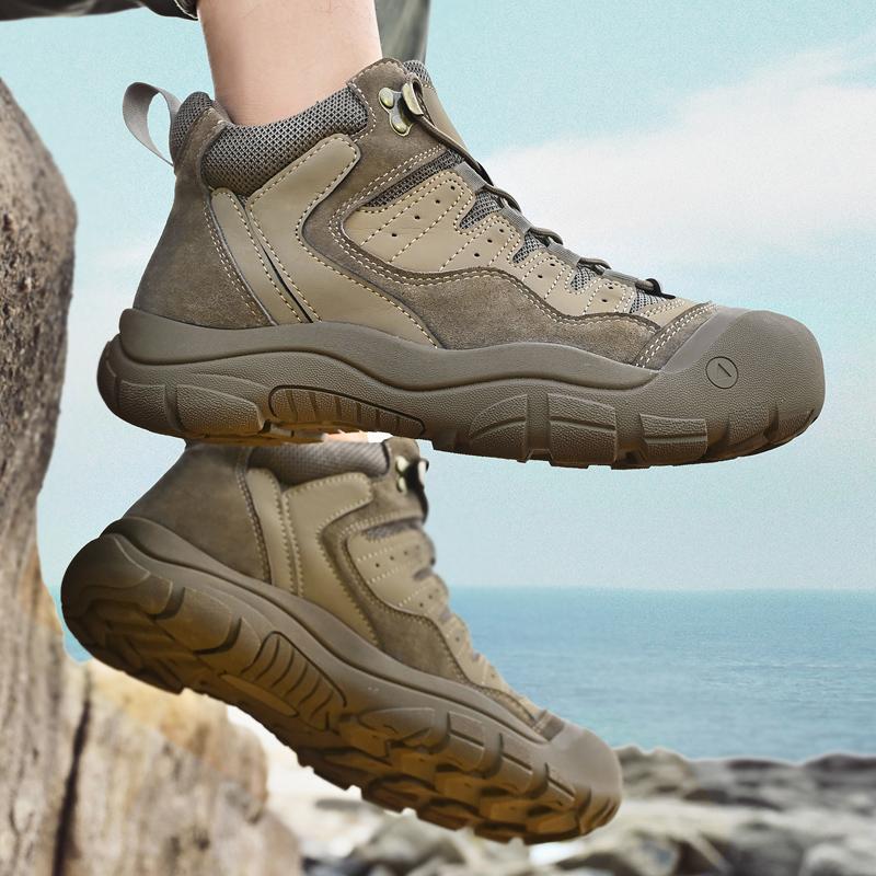New High Top Ankle Boots High Quality Mens Genuine Leather Shoes Outdoor Sneakers Walking Boots Warm Snow Casual Hiking Shoes