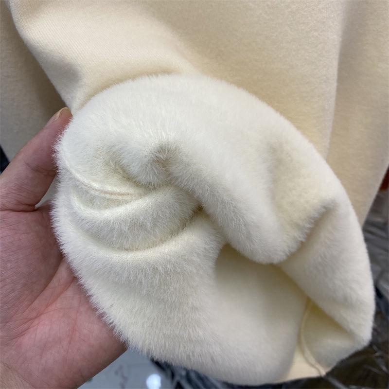 Korean Half High Collar Slim Thick Knitted Pullovers Women Winter Plus Velvet Warm Sweaters Solid Casual Fleece Lined Jumpers