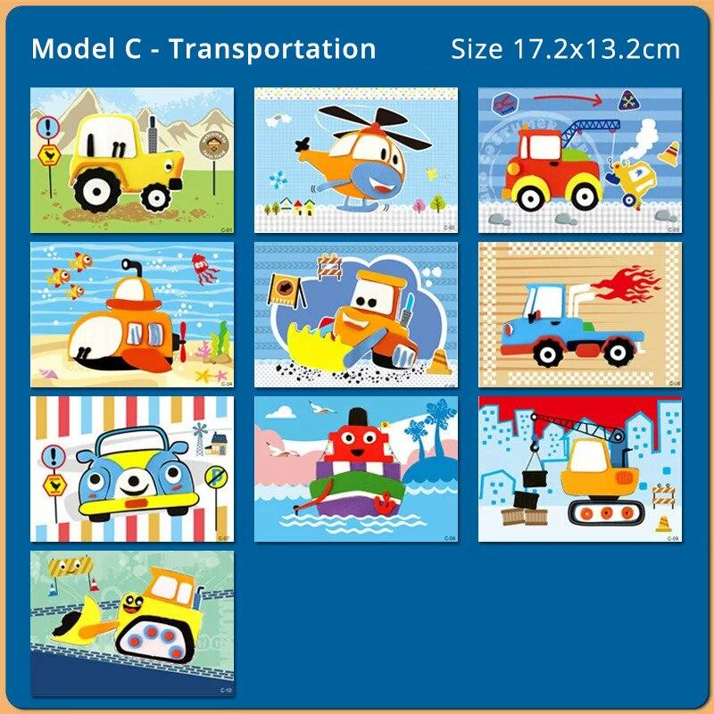 Non-Toxic 10 Pcs 3D Eva Foam Sticker Creative Art Craft Kit For Kids Children Diy Cartoon Animal Transportation Painting For Education