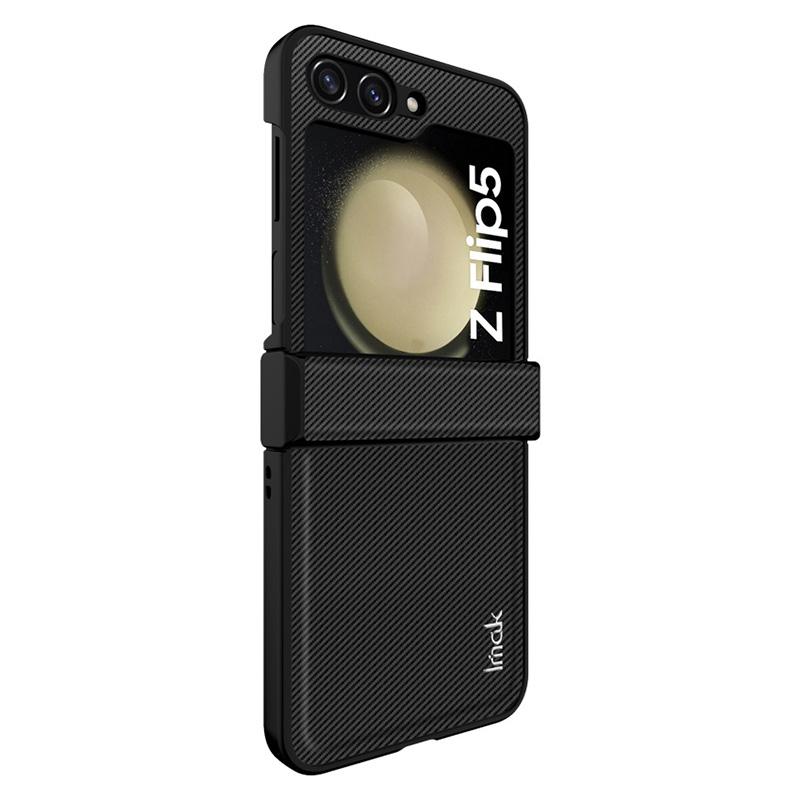 IMAK Ruiyi Series for Samsung Galaxy Z Flip5 5G Phone Cover Carbon Fiber Texture PC+PU Leather Phone Case