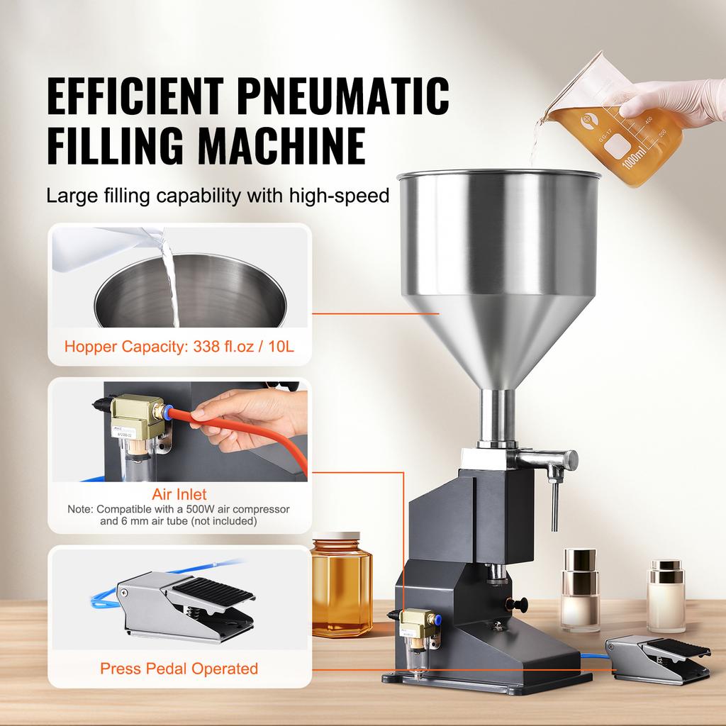 SucceBuy 5-50ml A02 Pneumatic Liquid Filling Machine with Pedal Paste Bottle Filler for Milk Water Gloss Dispensing Equipment