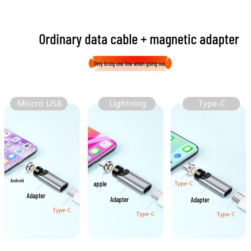 3-in-1 540° Rotating Magnetic Type-C Adapter for Fast Charging Apple & Android Devices
