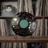 Music Themed Party Decor Vinyl Record DIY Graffiti Clock Ornament, Blank Acrylic Retro Tabletop Wall Hand Painted Art with Stand Reusable Personalized