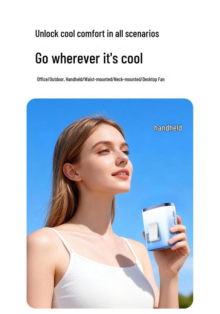 Cross-Border Ice Pack Cooling Waist and Neck Hanging Fan: Mini Handheld High-Speed Electric Fan for Outdoor Use