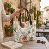 Floral Printed Canvas Tote Bag Fashion Casual Large Capacity Handbag for Daily Use
