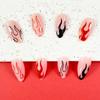 24PCS Almond Fake Nails with  Flame Pattern Printed High Gloss Press On Nails for Halloween Party Costume