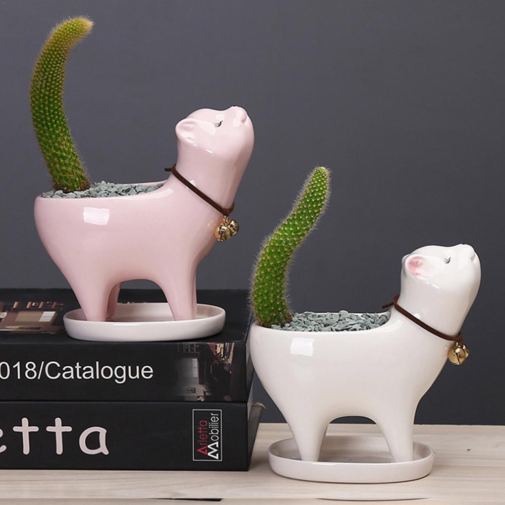 Ceramic Flower Pot Cartoon Animal Plant Flowerpot Balcony Desktop Decorations Cactus Succulent Planter Cute Cat Flowerpot