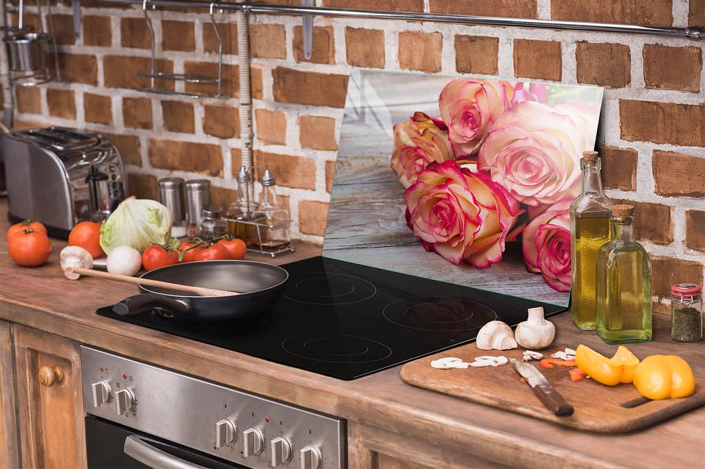 PLACA PROTECTORA DE CRISTAL PARA COCINA 70x52 ROSA