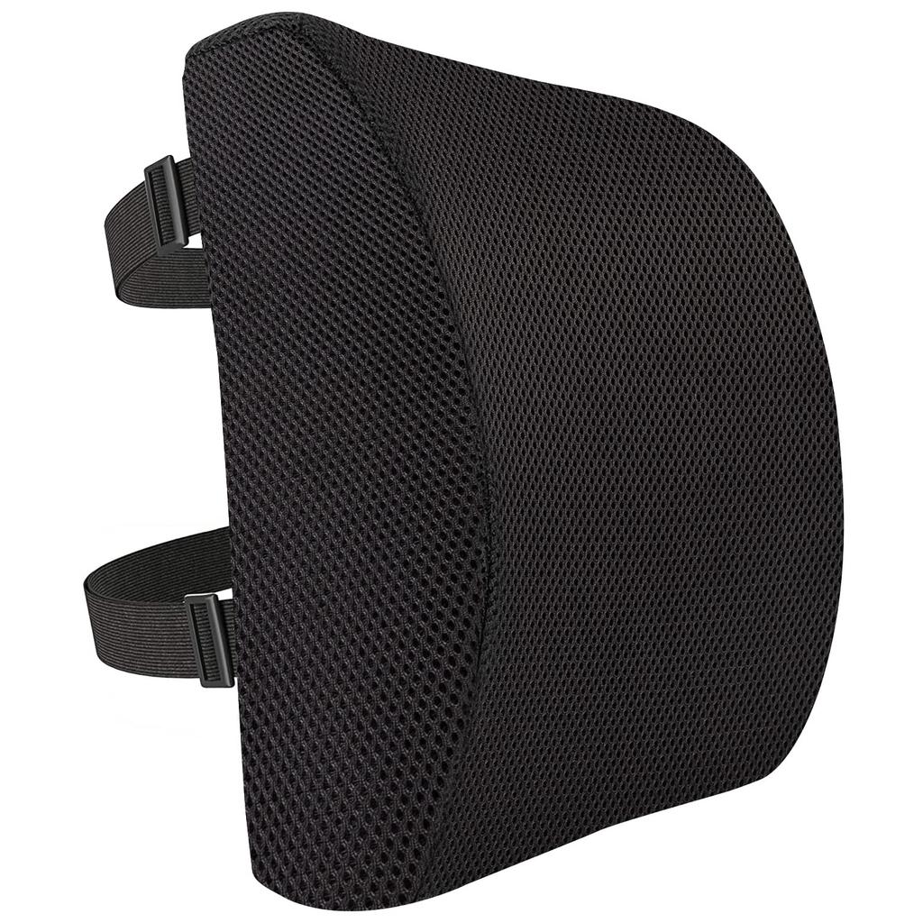 Amazon Basics Rectangular Back Support Cushion for Office Desk Chairs, Memory Foam, Black