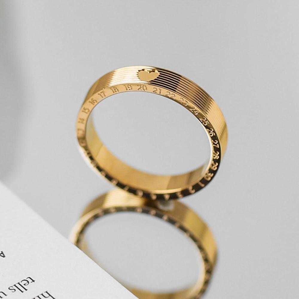 

Heart Numbers Stainless Steel Ring Women s Gold Color 4mm Wide Finger Rings Waterproof Zircon Valentine s Day Gift Wholesale 8