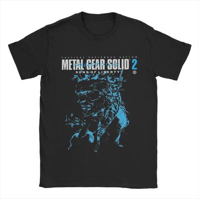 Ανδρικά T-Shirts Metal Gear Solid 2 Vintage Μπλουζάκι από Καθαρό Βαμβάκι Κοντομάνικο Snake και Raiden Εξώφυλλο T-Shirts Μπλούζες με Κολάρο Μοναδικά