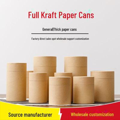 Lata de Té Universal de Papel Kraft: Caja de regalo de embalaje de tubo grueso, sellado, vacío, sin impresión