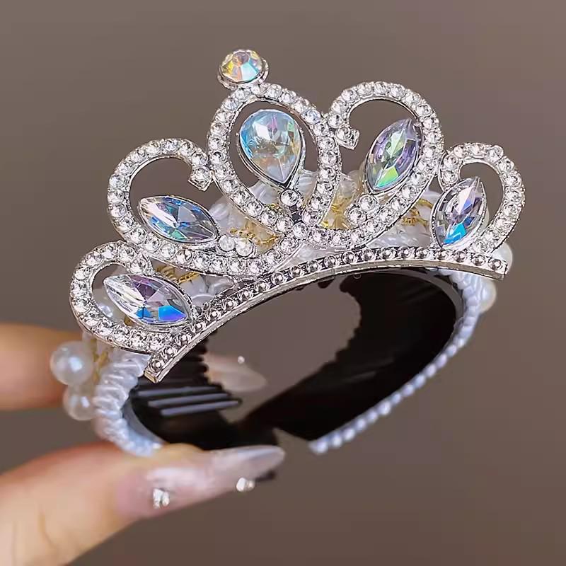 Girls' Beaded Princess Crown Headdress Hair Clip