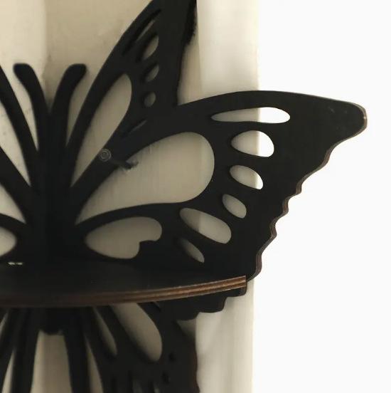 3D Faux Wood Butterfly Wall Rack: Decorative Home Storage Solution