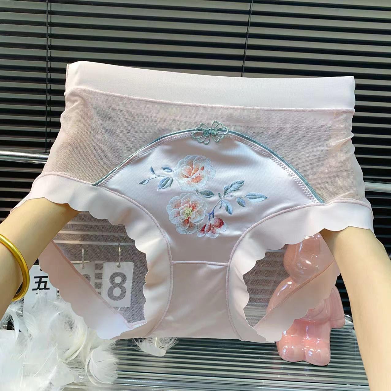 

Cheongsam китайский стиль сексуальное кружево антибактериальное бесшовное дышащее нижнее белье средней талии женские персонализированные летние треугольные брюки легкая роскошь One Size