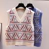 Women's Spring and Autumn Vest Knitting Women's Sweater Vest Vest Retro Vest V-neck Loose Outfit