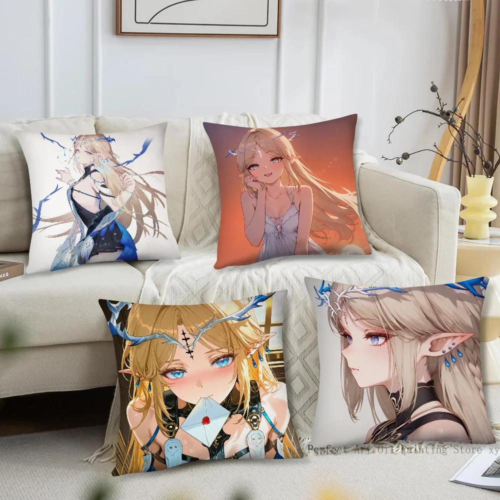 Cartethyia Anime Game W-Wuthering Waves Pillow Case Square Pillow Bedroom Sofa Leisure Comfort Living Room Home Decoration 40X40