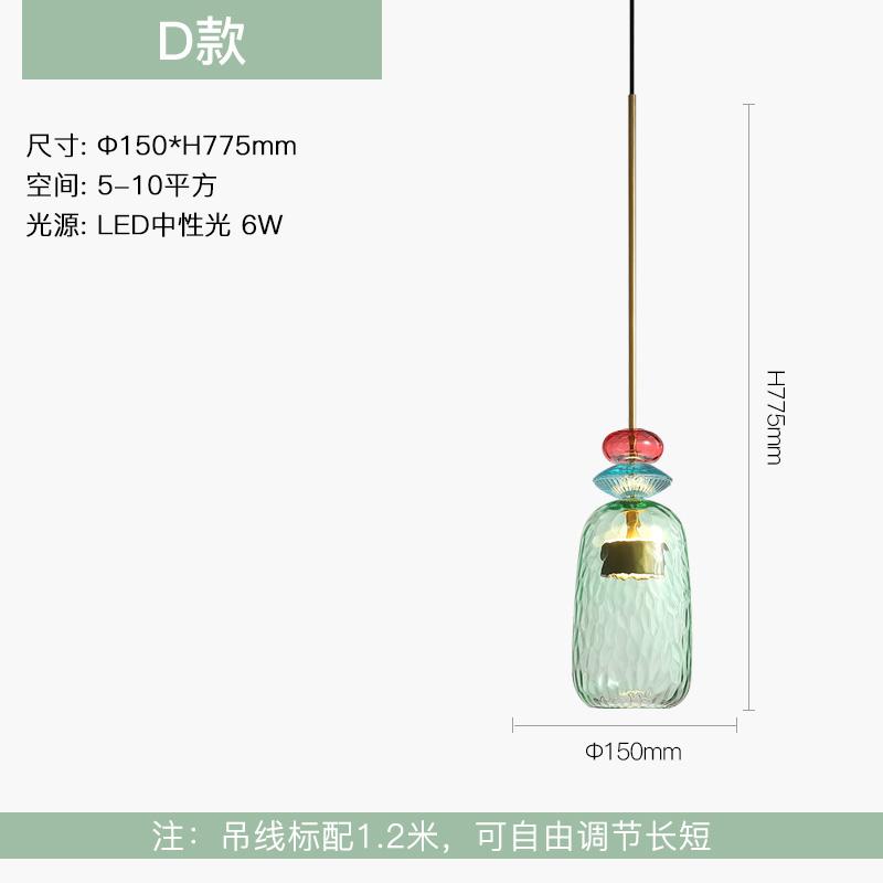 Nordic Color Candy Pendant Lights modern Living Room Bedroom Children's Room Single Head Glass Hanging Lamps Home Decor Fixtures