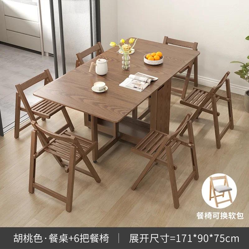 For Folding Dining Table Set 6 Chairs Luxury Modern Space Savers Minimalist Dining Table Nordic Table À Manger Kitchen Furniture