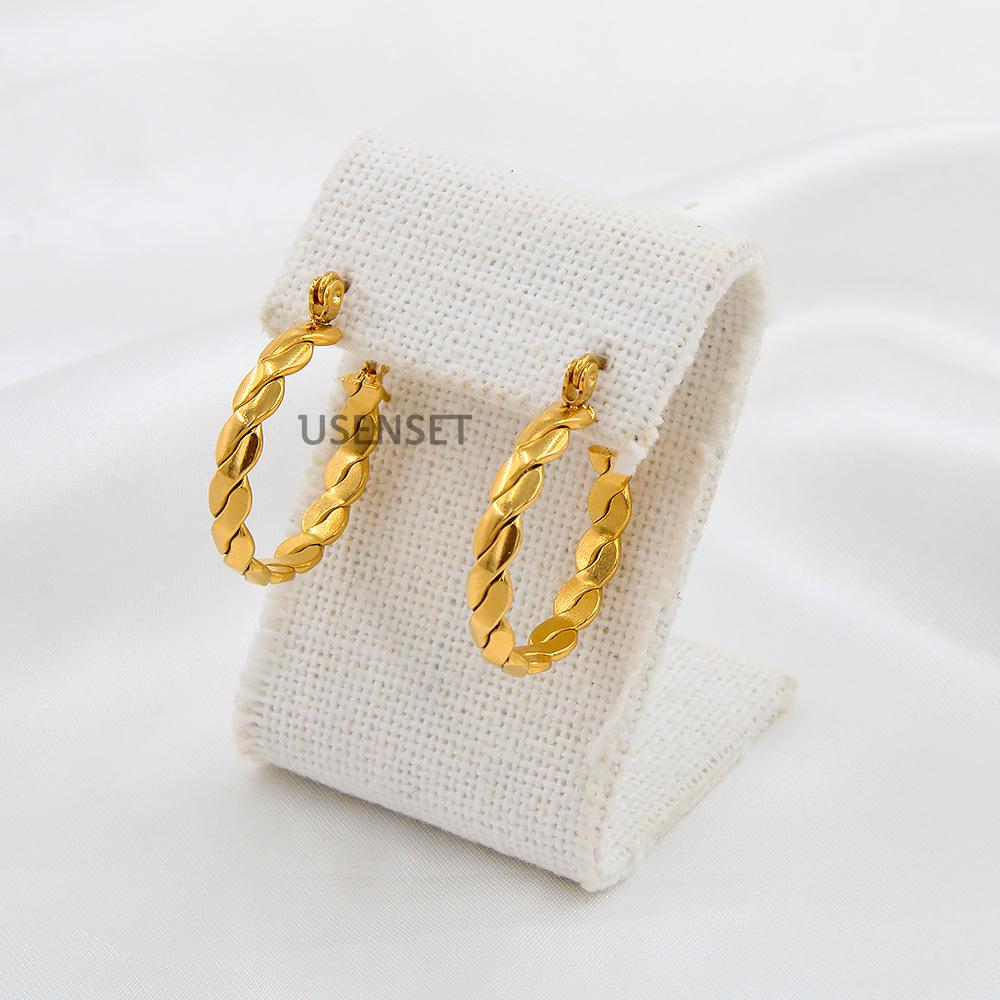 High-End Geometric Hip-Hop Earrings: Versatile Light Luxury Stainless Steel Hoops for Women