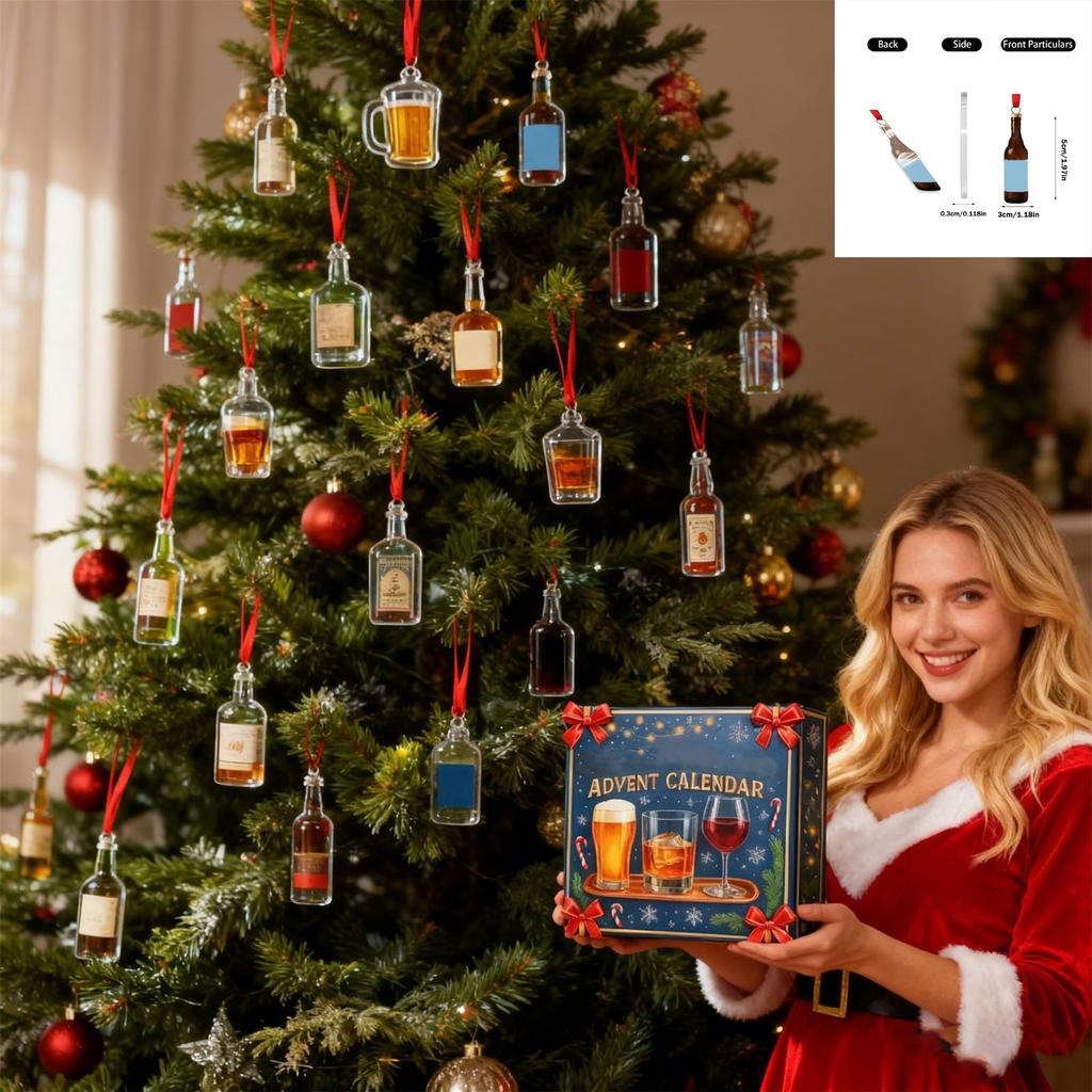 1pc 2D Christmas Gift Arrival Festival Calendar Christmas Tree Decoration Acrylic Pendant