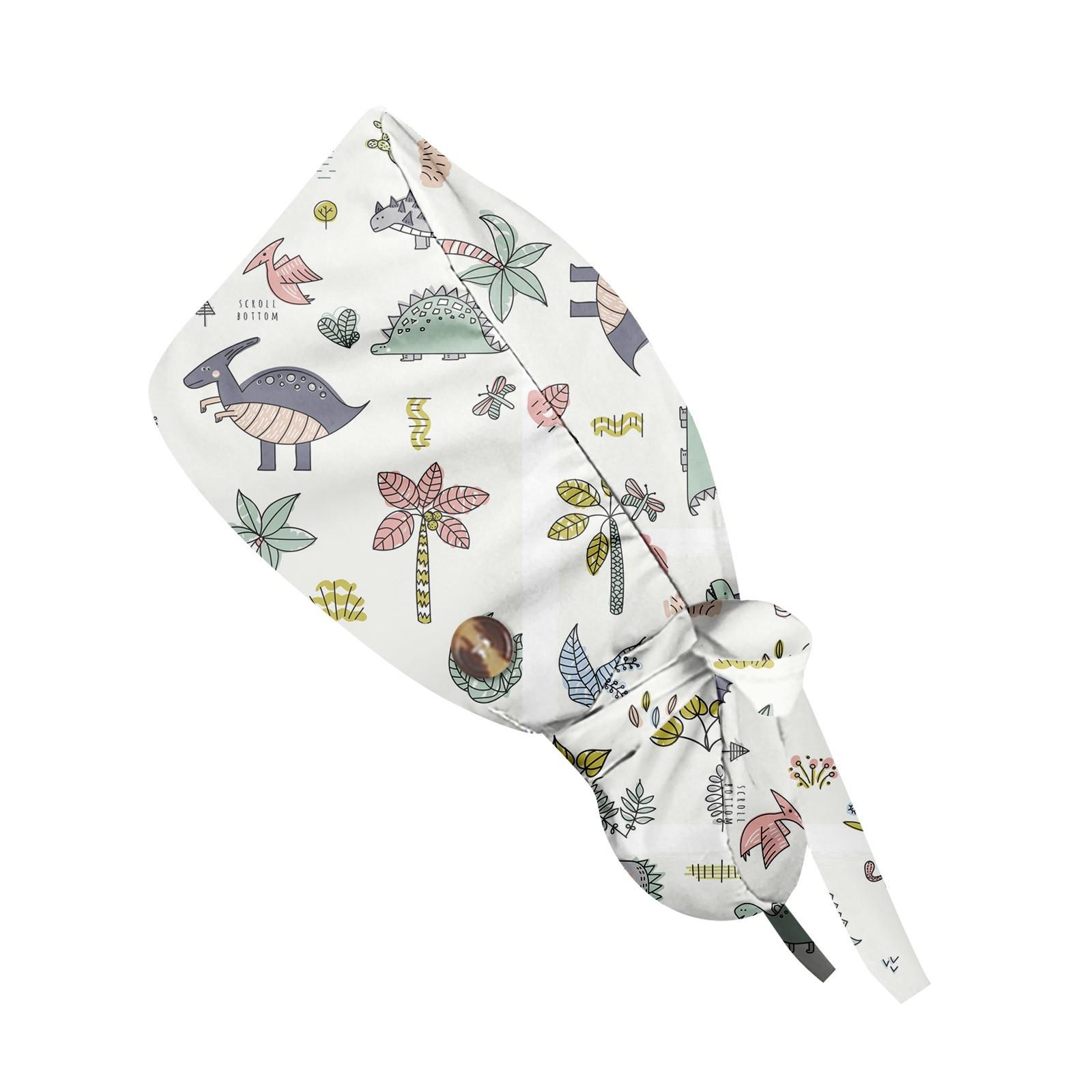 

Модная милая шапочка медсестры с принтом маленьких животных, повседневная женская шапочка для хвостика, шапочка баотоу, пылезащитная шапочка, рабочие шапочки для медсестер One Size светло-серый