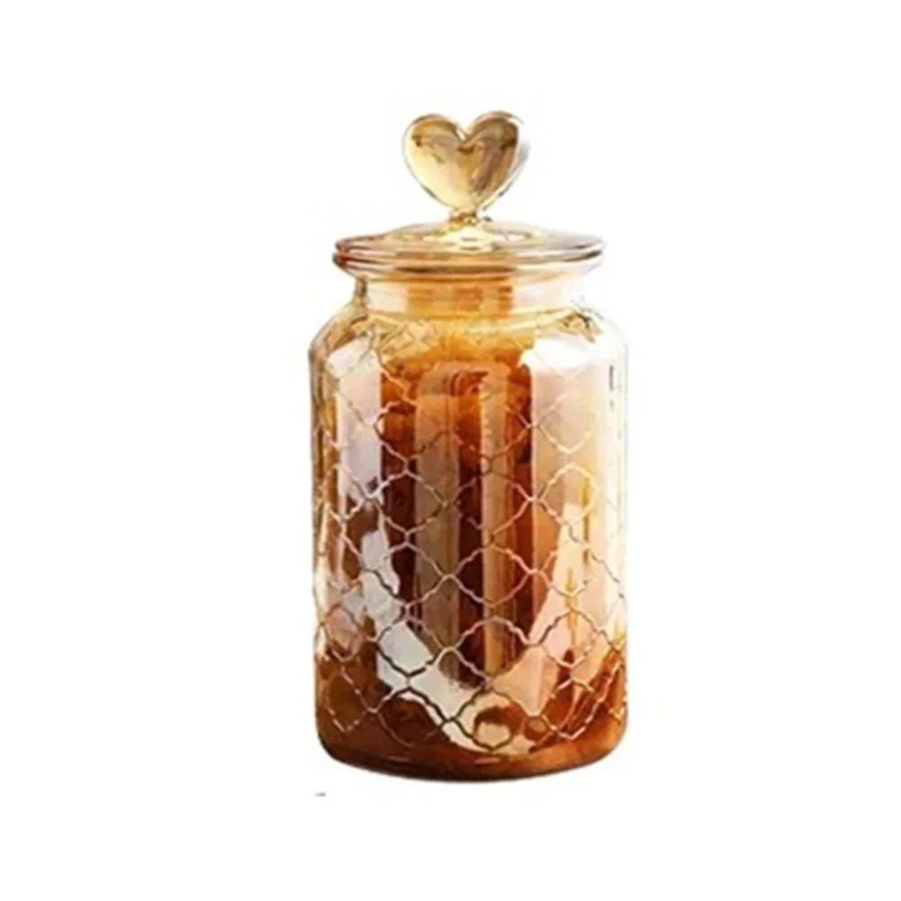 Modern Transparent Glass Sealed Jar with Shape Lid Exquisite Pickle Jug Large Capacity Grain Storage Bottle Kitchen