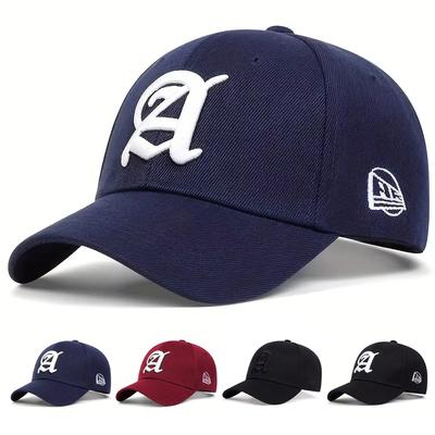 Unisex Baseballkappen mit A-Stickerei, Frühling Herbst Outdoor Verstellbare Freizeitkappe, Hip-Hop-Kappe, Sonnenschutzhut