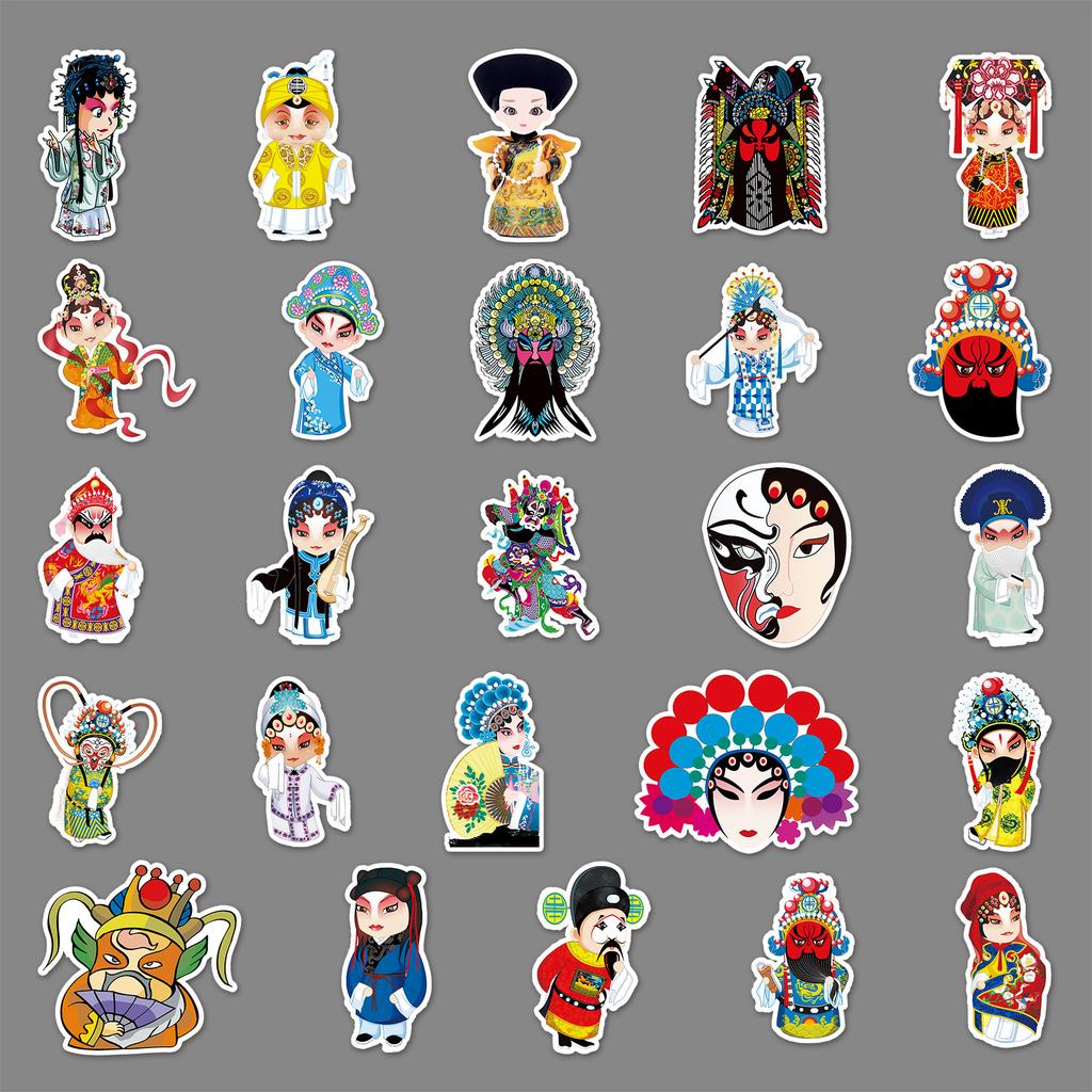 50 Drama Opera Characters Face Makeup Chinese Style Creative Suitcase Laptop Scooter Car Stickers