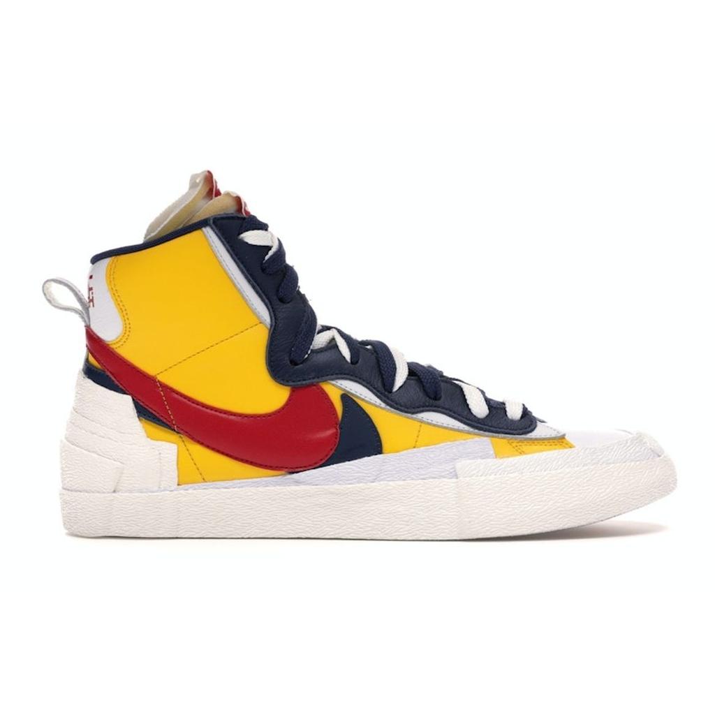Sacai X Nike Blazer Mid Maize Navy Unisex Sneakers Yellow Varsity-Maize Midnight-Navy-White-Varsity-Red BV0072-700