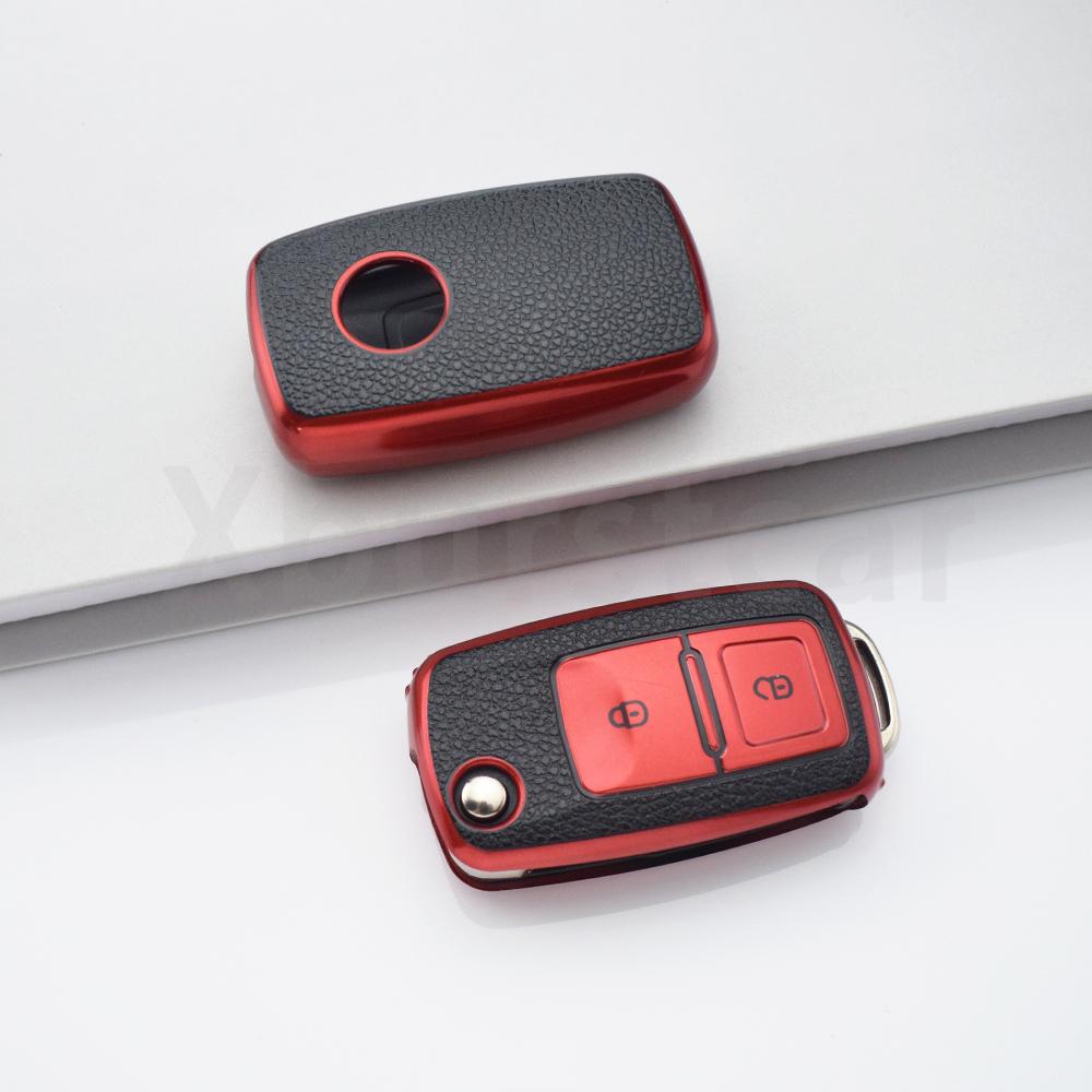 For Vw Volkswagen Skoda Octavia Kodiaq Seat Leon Altea Beetle Tiguan Polo Golf Passat Auto Shell Fob Tpu Car Flip Key Case Cover
